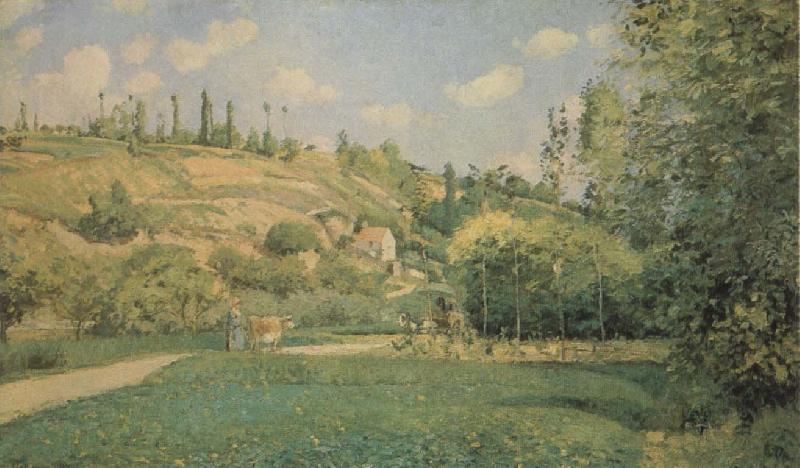 Camille Pissarro A Cowherd at Pontoise oil painting image